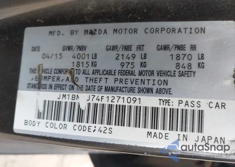 2015 Mazda Mazda3 I Sport из США, поврежденный, VIN JM1BM1U74F1271091